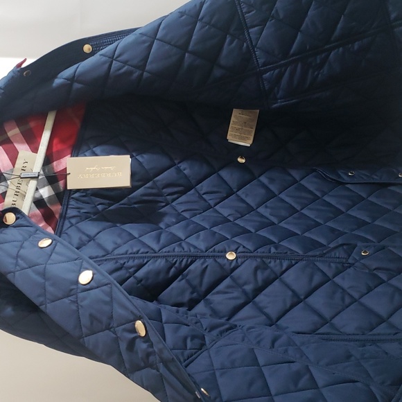 Burberry Navy Jacket quilted nova check lining - Picture 6 of 9